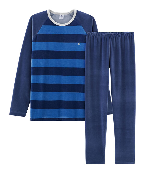 Pyjama gar&ccedil;on en velours bleu/bleu