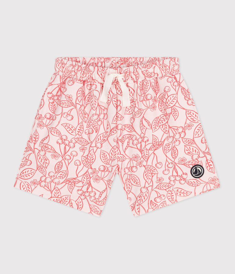 Short enfant en coton imprim&eacute; rose FLEUR/ SPI