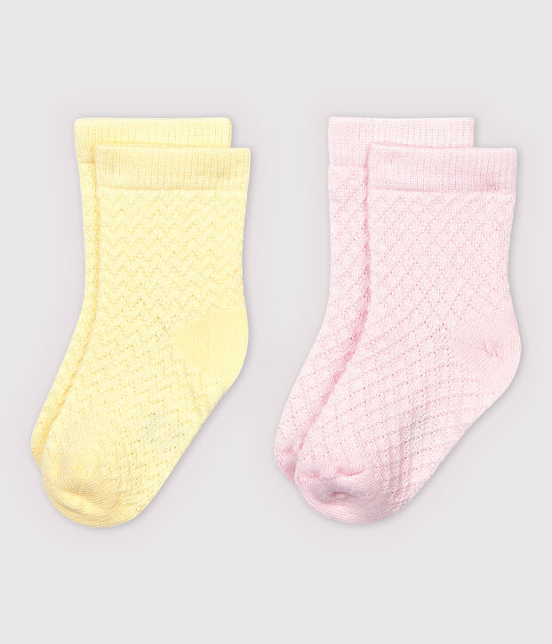 Lot de 2 chaussettes reli&eacute;f&eacute;es b&eacute;b&eacute; fille/gar&ccedil;on multicouleur