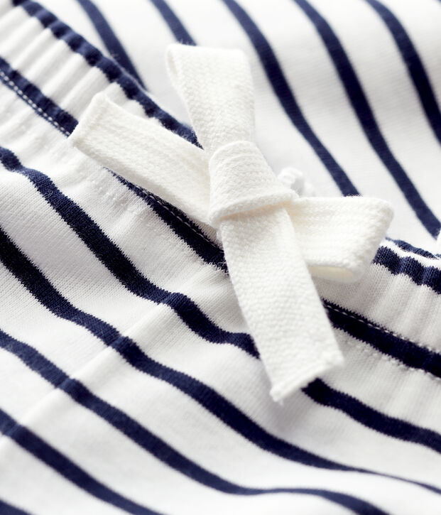 Pantalon en coton b&eacute;b&eacute; fille/b&eacute;b&eacute; gar&ccedil;on blanc/bleu