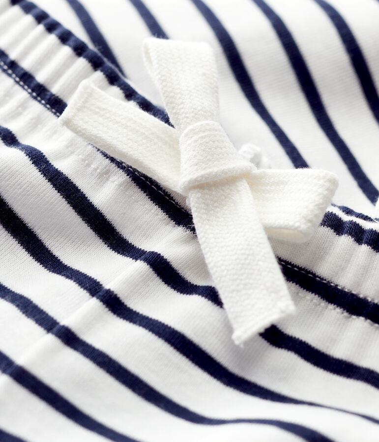 Pantalon en coton b&eacute;b&eacute; fille/b&eacute;b&eacute; gar&ccedil;on blanc/bleu