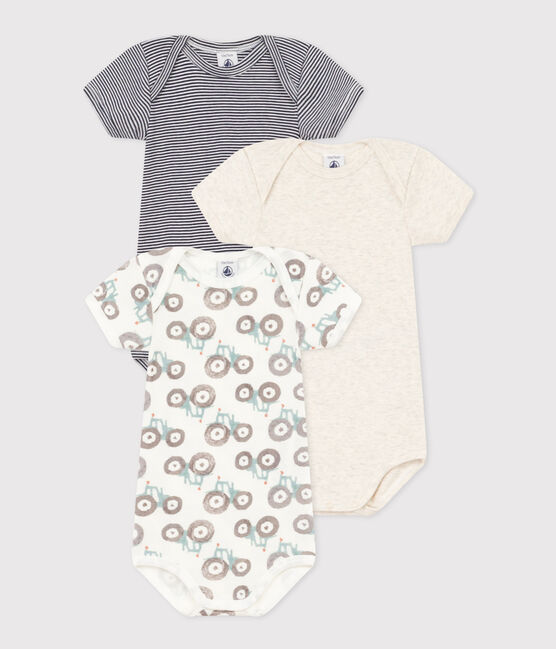 Lot de 3 bodies manches courtes tracteurs bébé en coton variante 1