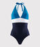 Maillot de bain 1 pièce recyclé Femme bleu SMOKING/blanc MULTICO