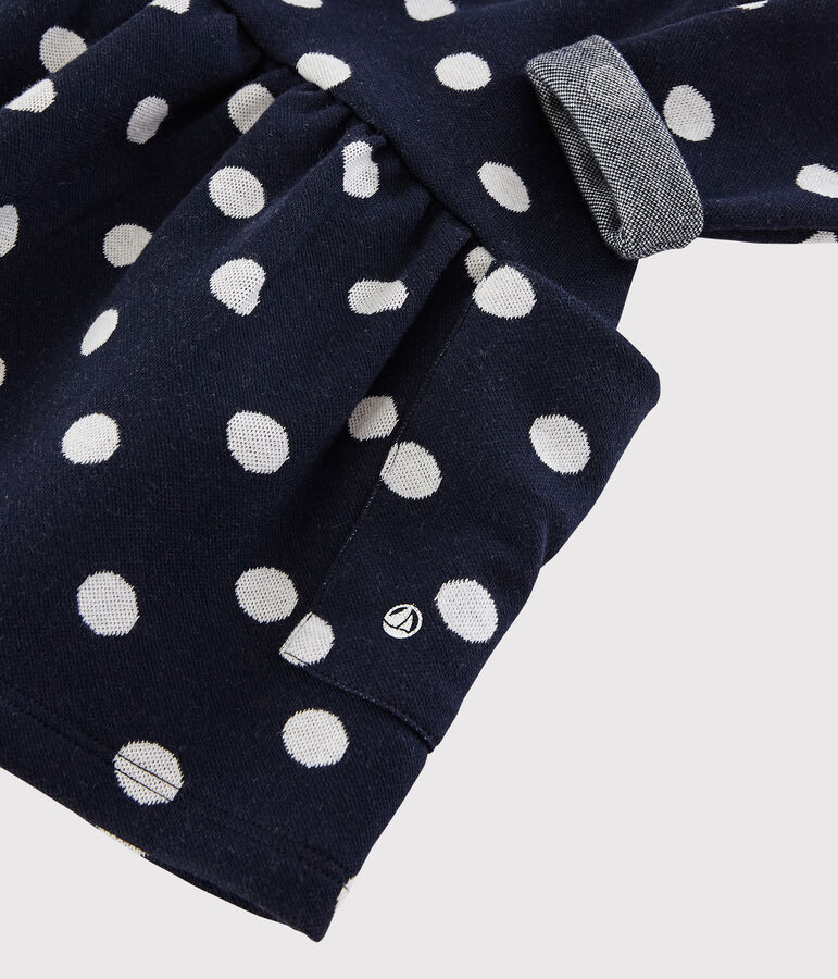 Robe manches longues b&eacute;b&eacute; fille bleu SMOKING/blanc MARSHMALLOW