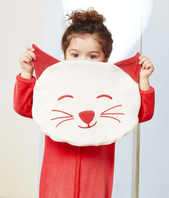 Range pyjama en bouclette éponge grattée extra chaude blanc MARSHMALLOW/rouge SIGNAL