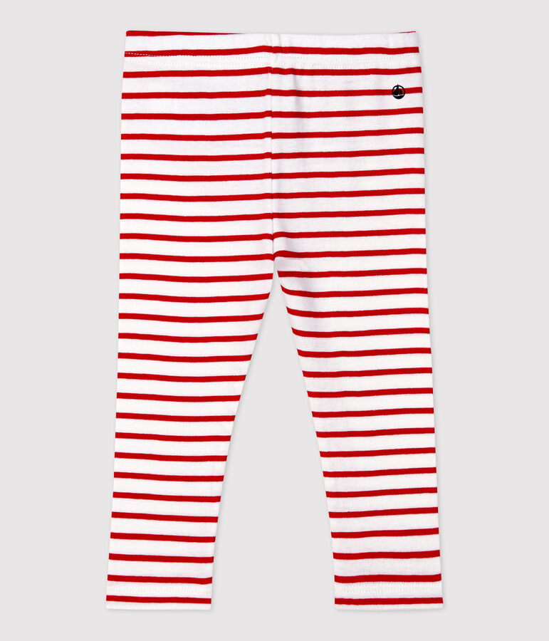 Legging en coton b&eacute;b&eacute;. blanc MARSHMALLOW/rouge TERKUIT