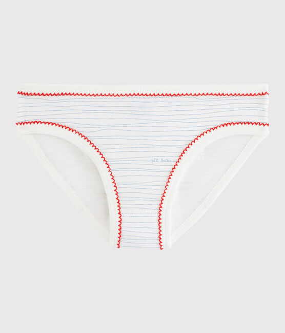 Culotte petite fille en coton blanc MARSHMALLOW/bleu MAJOR