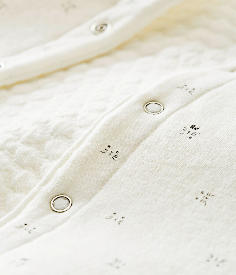 Cape r&eacute;versible en tubique b&eacute;b&eacute; mixte blanc