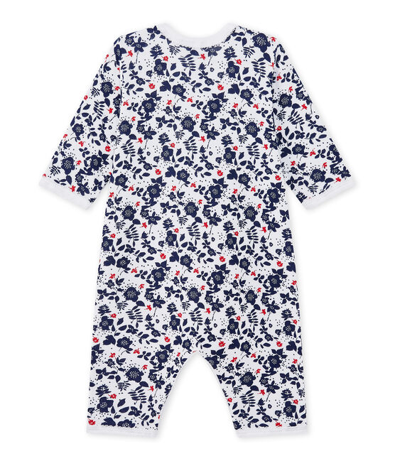 Dors bien sans pieds bébé fille en tubique imprimé blanc ECUME/blanc MULTICO