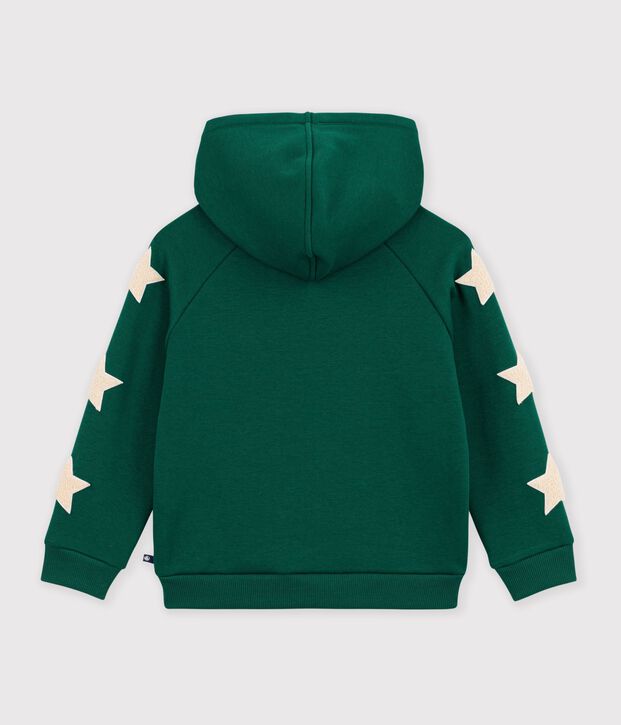 Sweatshirt &agrave; capuche enfant en coton uni vert fonc&eacute;