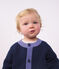 Cardigan b&eacute;b&eacute; en tricot laine et coton et motifs jacquards c&oelig;urs bleu/multicouleur