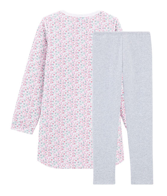 Chemise de nuit petite fille en velours avec legging blanc MARSHMALLOW/blanc MULTICO