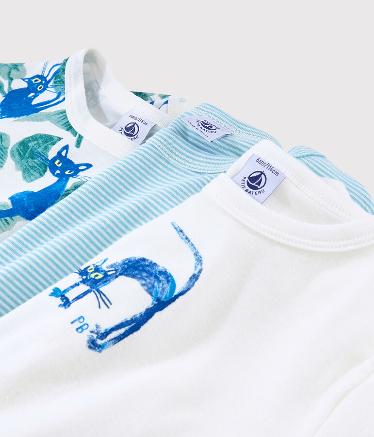 Lot de 3 tee-shirts manches courtes chats color&eacute;s petit gar&ccedil;on multicouleur