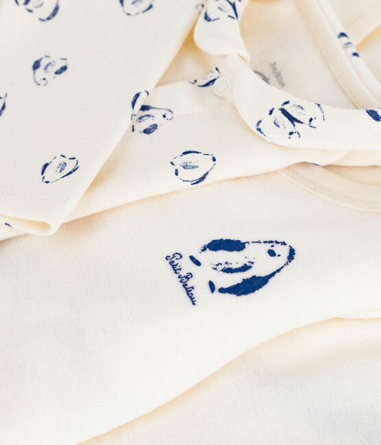 Ensemble bébé 3 pièces cache-cœur et body imprimé pingouins écru MILK