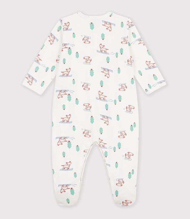 Pyjama b&eacute;b&eacute; en molleton imprim&eacute; chien blanc/multicouleur