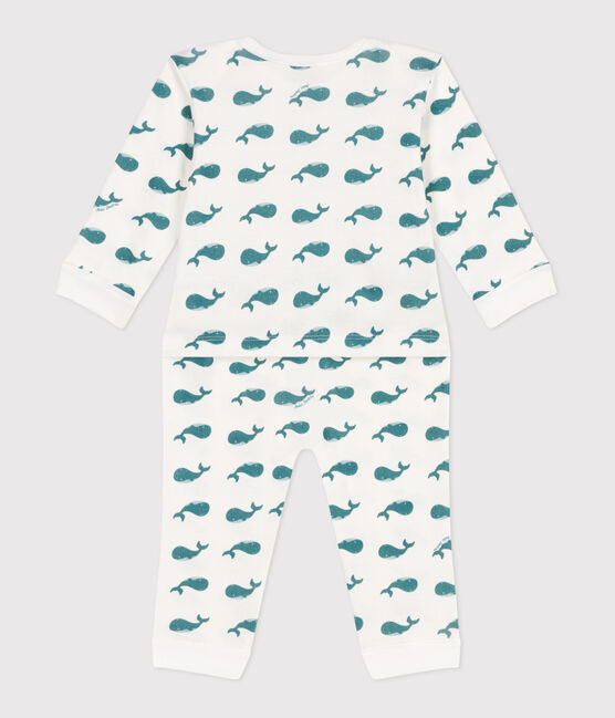 Pyjama bébé en coton ouverture sans pression baleines vert MARSHMALLOW/ DRAGONFLY