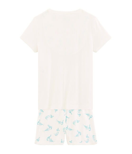 Pyjacourt petite fille en côte blanc MARSHMALLOW/blanc MULTICO