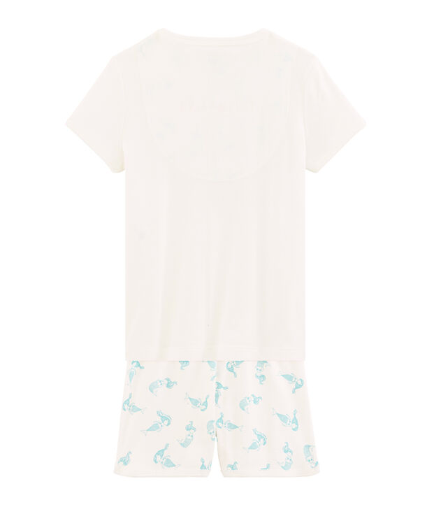 Pyjacourt petite fille en c&ocirc;te blanc/multicouleur