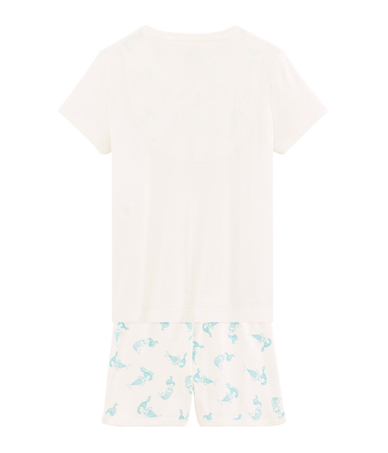 Pyjacourt petite fille en c&ocirc;te blanc MARSHMALLOW/blanc MULTICO