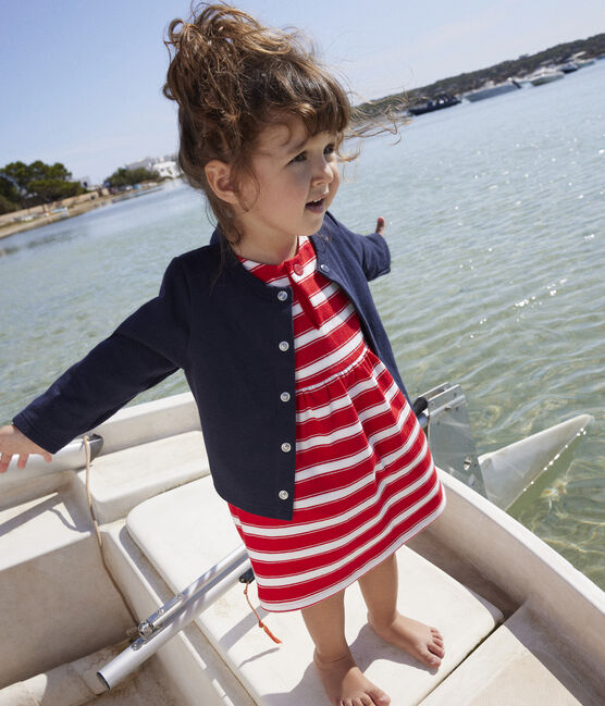 Cardigan bébé uni en jersey épais bleu SMOKING