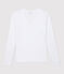 T-shirt col V iconique en coton Femme blanc ECUME