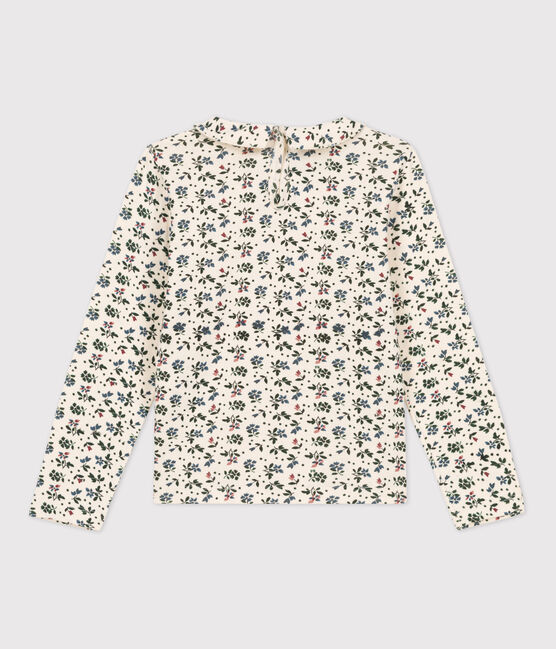 Tee-shirt fleuri à manches longues en coton enfant fille blanc AVALANCHE/ MULTICO