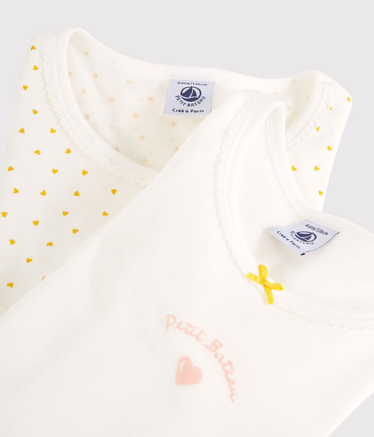 Lot de 2 tee shirts manches longues imprim&eacute; c&oelig;ur petite fille en coton variante 1