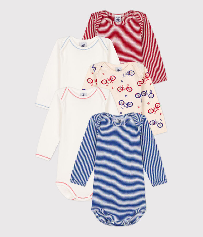Lot de 5 bodies manches longues v&eacute;lo b&eacute;b&eacute; en coton multicouleur