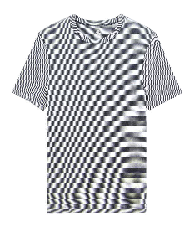 Tee shirt manches courtes iconique col rond homme bleu/blanc