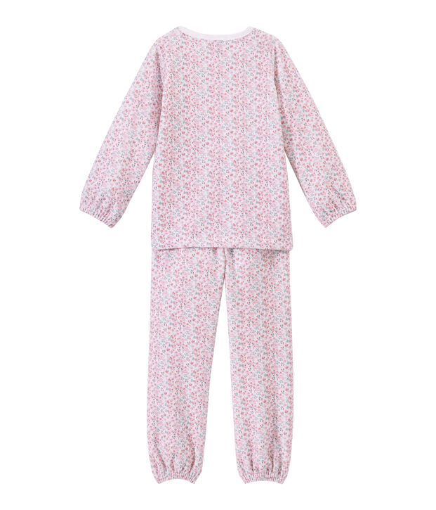 Pyjama fille en velours imprim&eacute; blanc/multicouleur