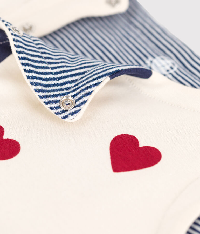 Gilet sans manche b&eacute;b&eacute; c&oelig;ur reversible en coton &eacute;cru/multicouleur