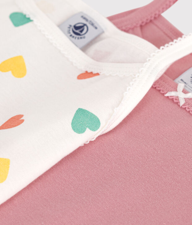 Lot de 2 d&eacute;bardeurs enfant en coton &agrave; c&oelig;urs multicouleur