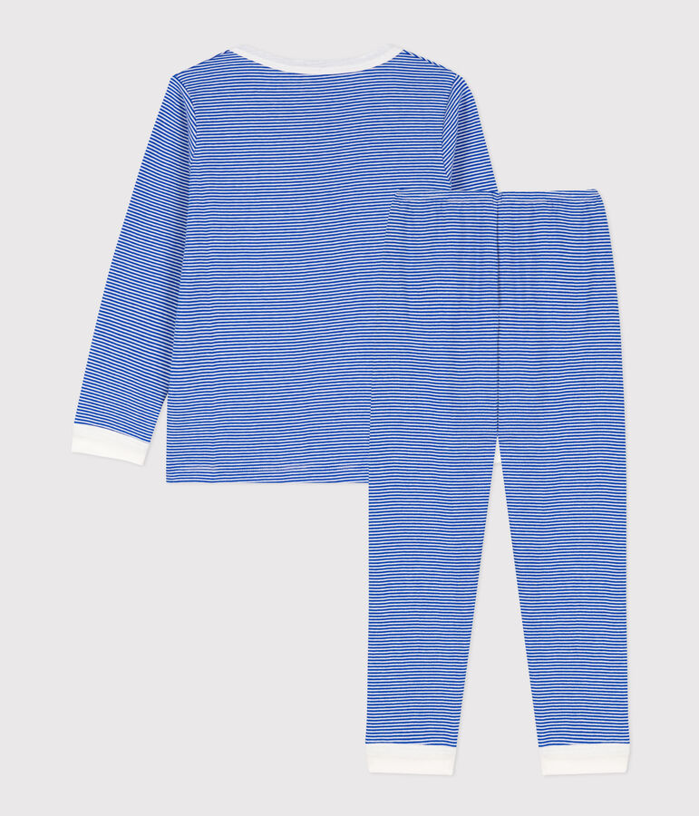 Pyjama milleraies en coton enfant bleu PERSE/blanc MARSHMALLOW