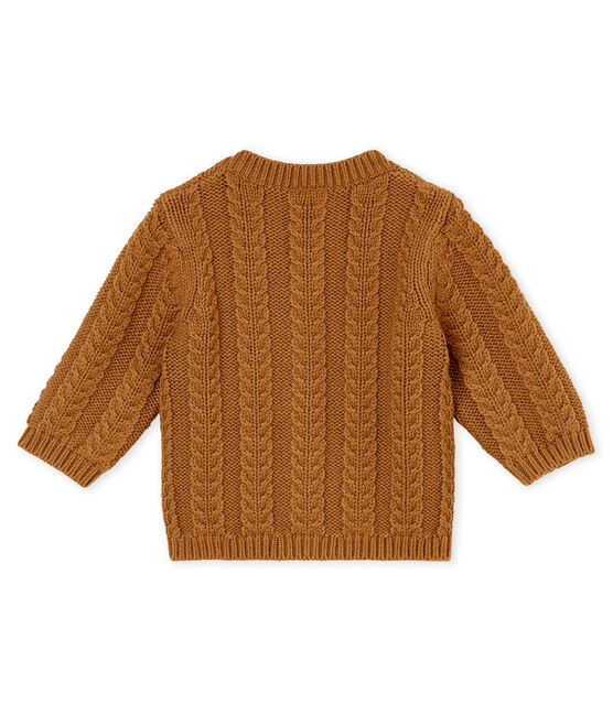 Cardigan en tricot laine et coton torsadé bébé mixte marron BRINDILLE