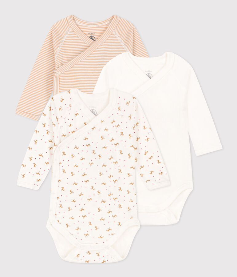 LOT DE 3 BODIES MANCHES LONGUES B&Eacute;B&Eacute; EN COTON multicouleur