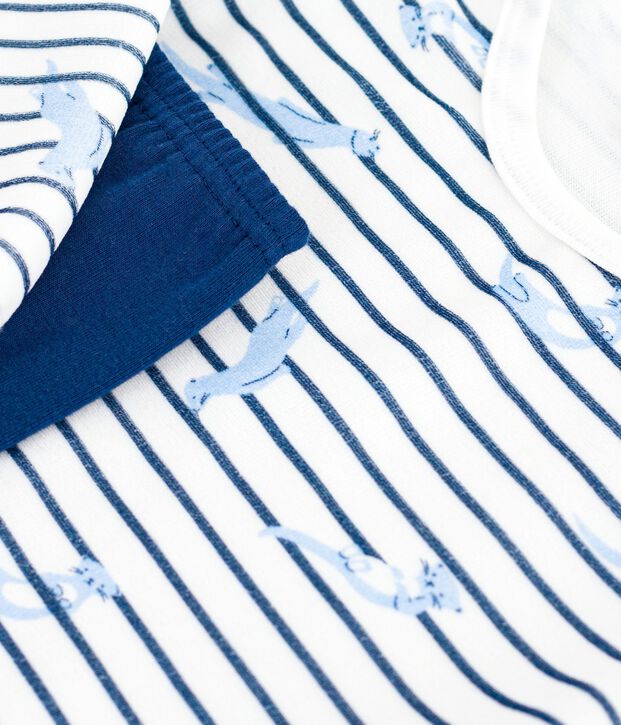 Pyjama  en velours blanc/bleu/multicouleur