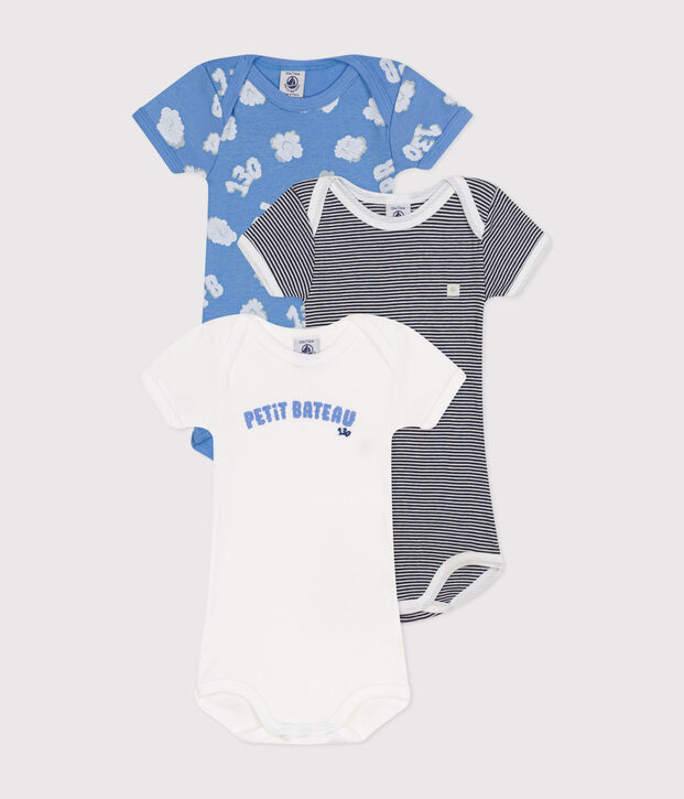 Lot de 3 bodies manches courtes en coton multicouleur