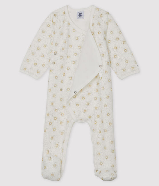 Dors bien bébé fille en velours blanc MARSHMALLOW/jaune OR