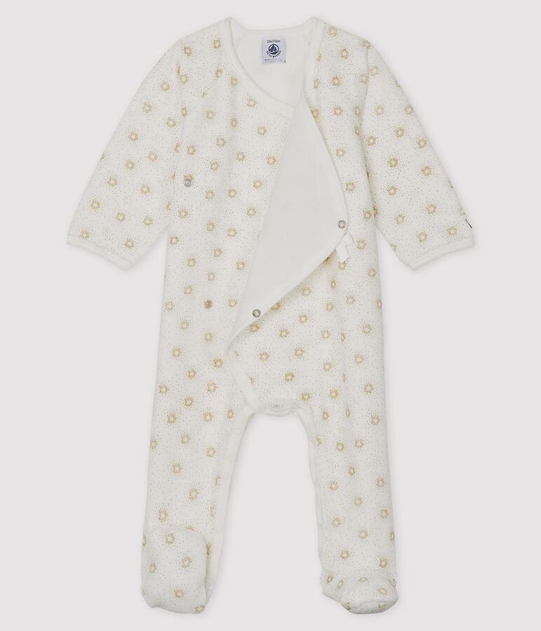 Dors bien b&eacute;b&eacute; fille en velours blanc/jaune