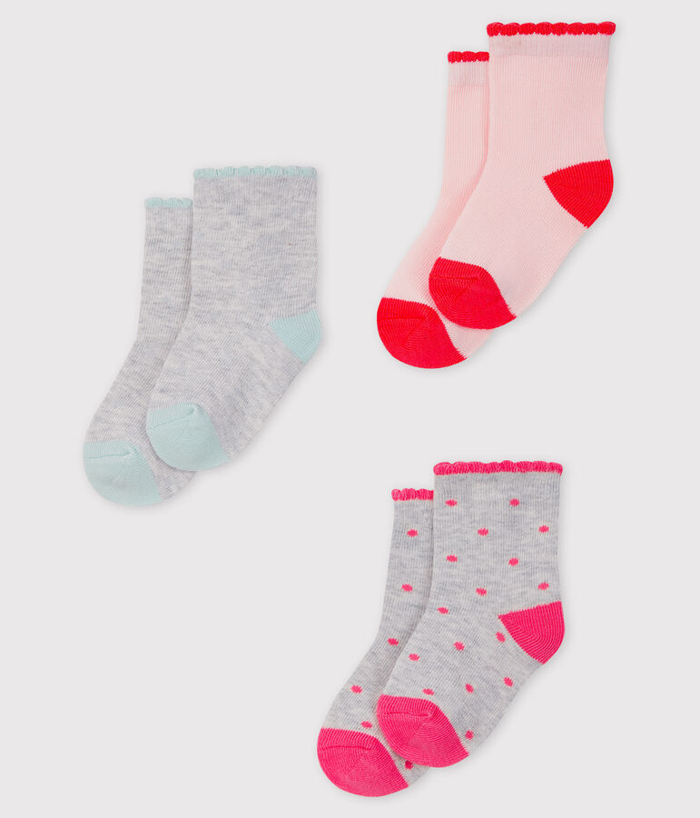 Lot de 3 paires de chaussettes b&eacute;b&eacute; fille multicouleur