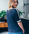 Tee shirt femme en lin manches courtes bleu SMOKING