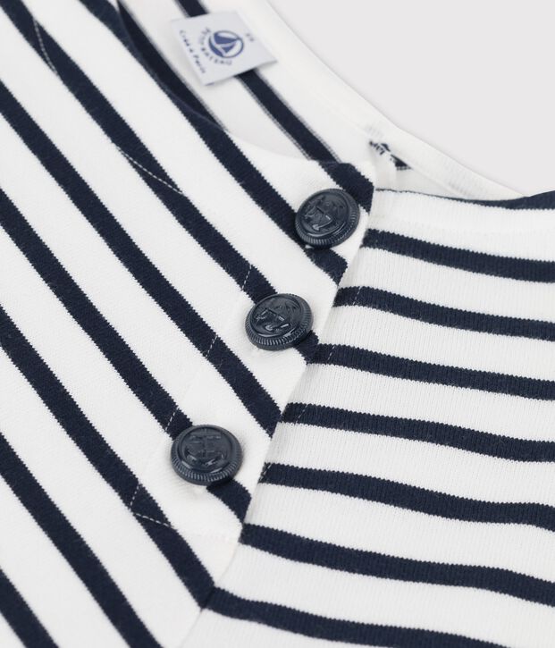 Marini&egrave;re boutonn&eacute;e en coton Femme blanc/bleu