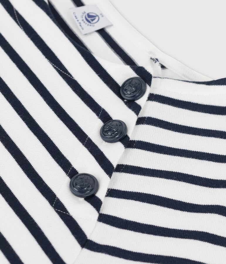 Marini&egrave;re boutonn&eacute;e en coton Femme blanc MARSHMALLOW/bleu SMOKING