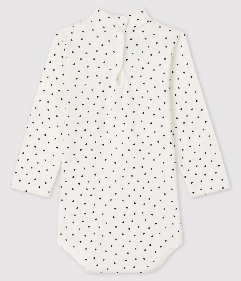 Body manches longues b&eacute;b&eacute; col roul&eacute; blanc MARSHMALLOW/bleu SMOKING