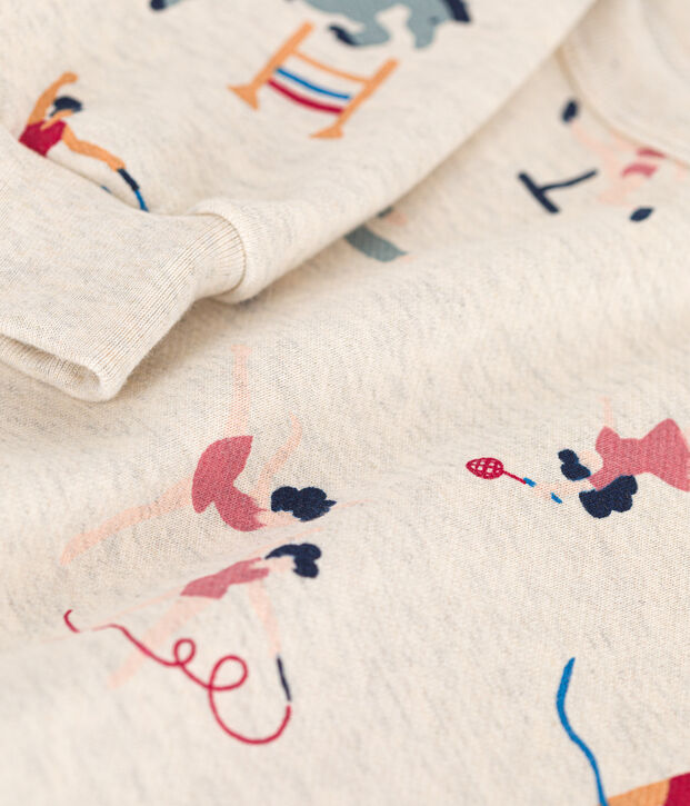 Sweatshirt en molleton enfant fille beige/multicouleur