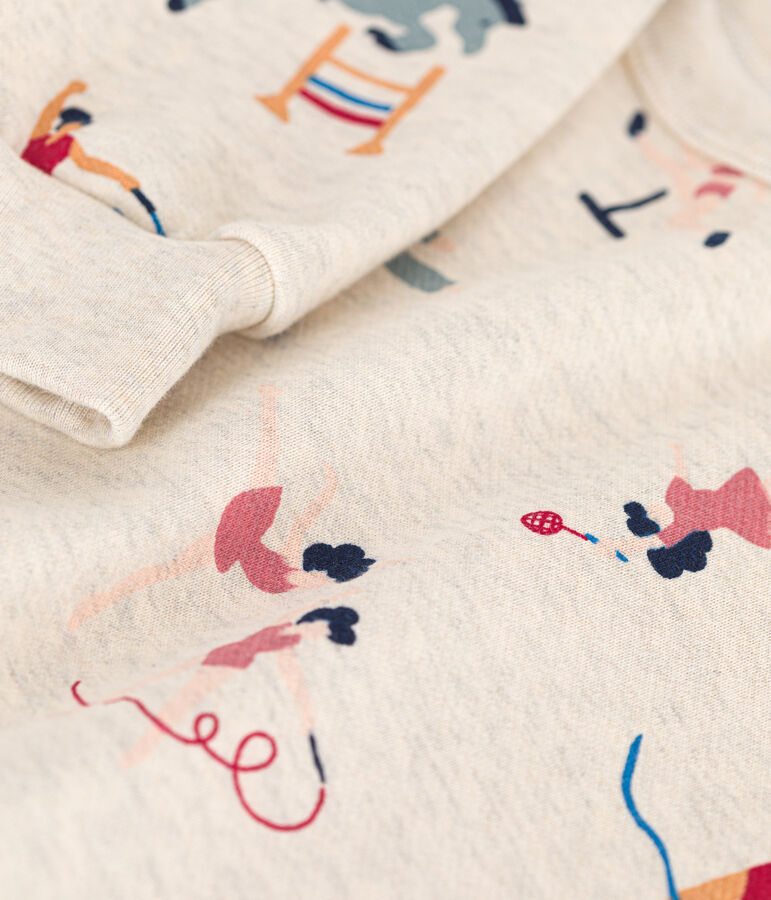 Sweatshirt en molleton enfant fille beige MONTELIMAR/blanc MULTICO