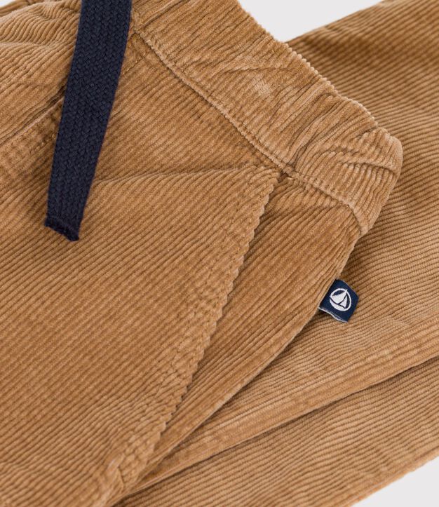 Pantalon droit enfant en velours beige fonc&eacute;