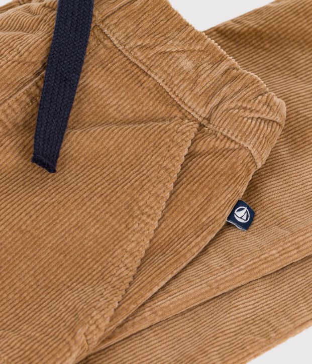 Pantalon droit enfant en velours beige fonc&eacute;