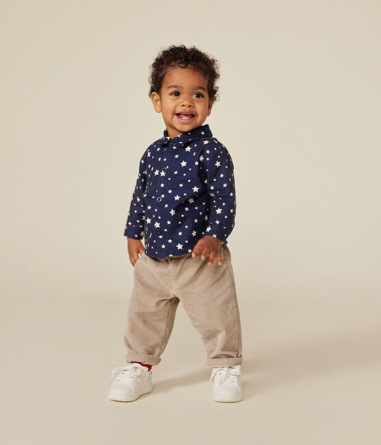 Chemise en flanelle bébé bleu MEDIEVAL/blanc MARSHMALLOW