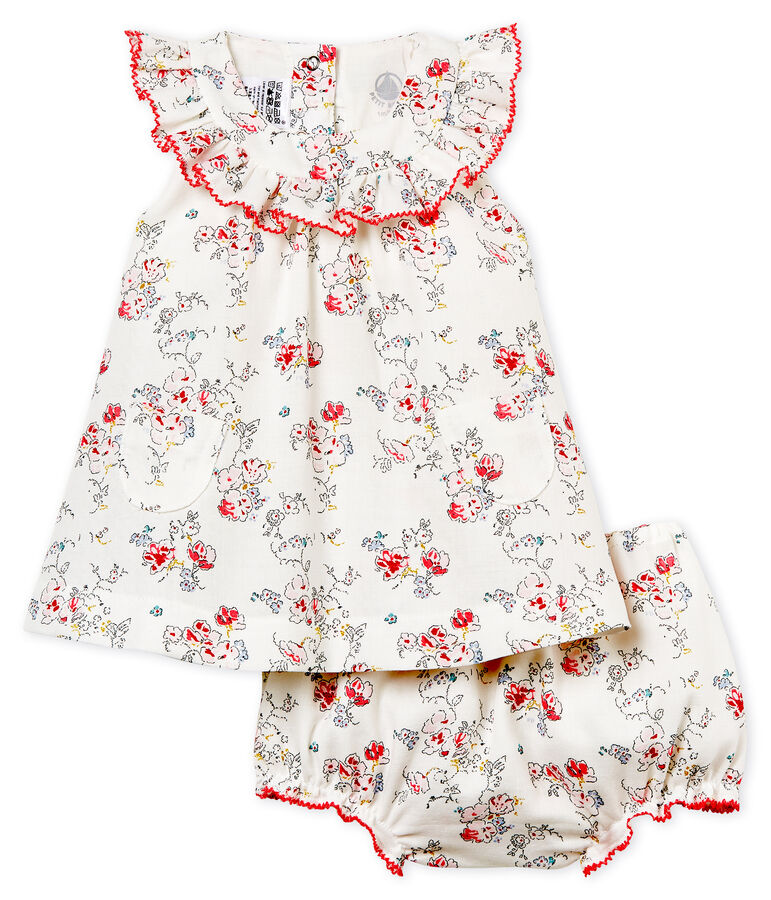 Robe imprim&eacute;e et bloomer b&eacute;b&eacute; fille blanc/multicouleur